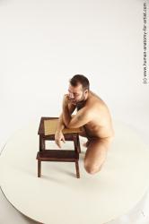 Nude Man White Kneeling poses - ALL Average Short Brown Kneeling poses - on both knees Multi angles poses Realistic